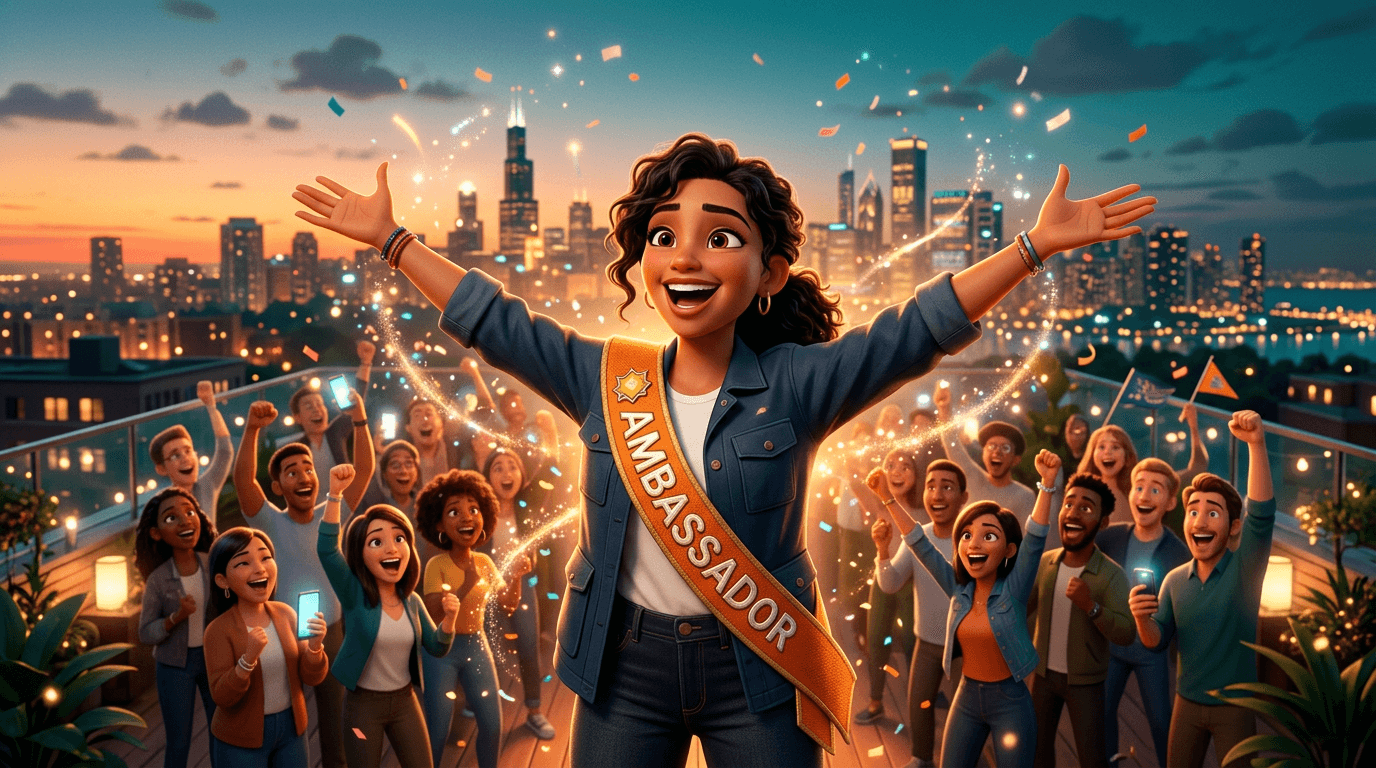 Networkli Ambassador with crowd of supporters