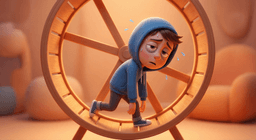 Exhausted person on hamster wheel of recruiting